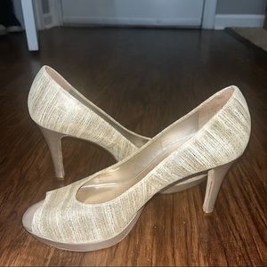 Antonio Melani Gold Peep Toe Pumps